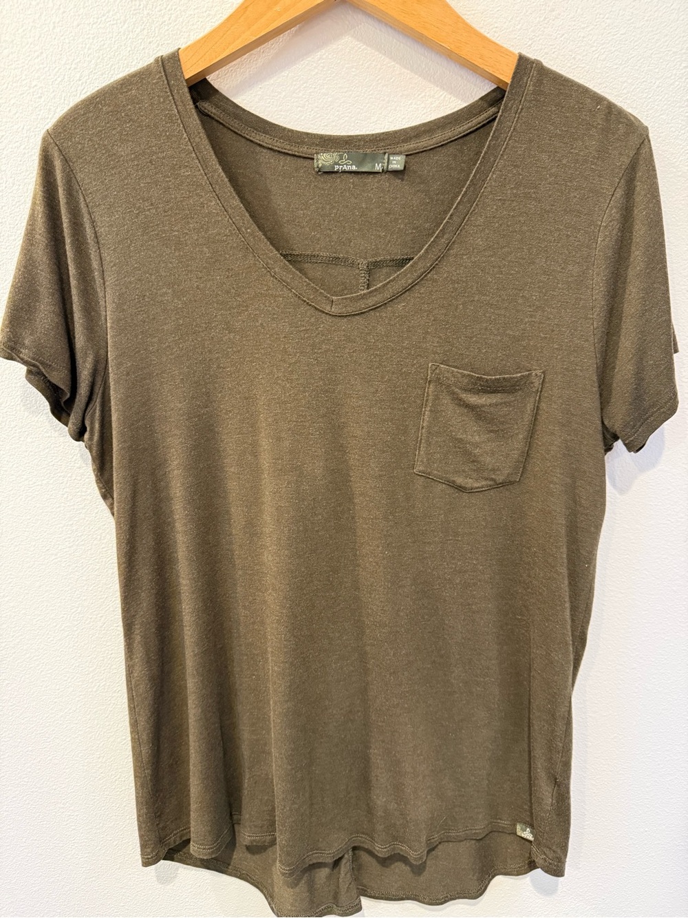 Prana Foundation Olive V-Neck Pocket Tee - Short Sleeve